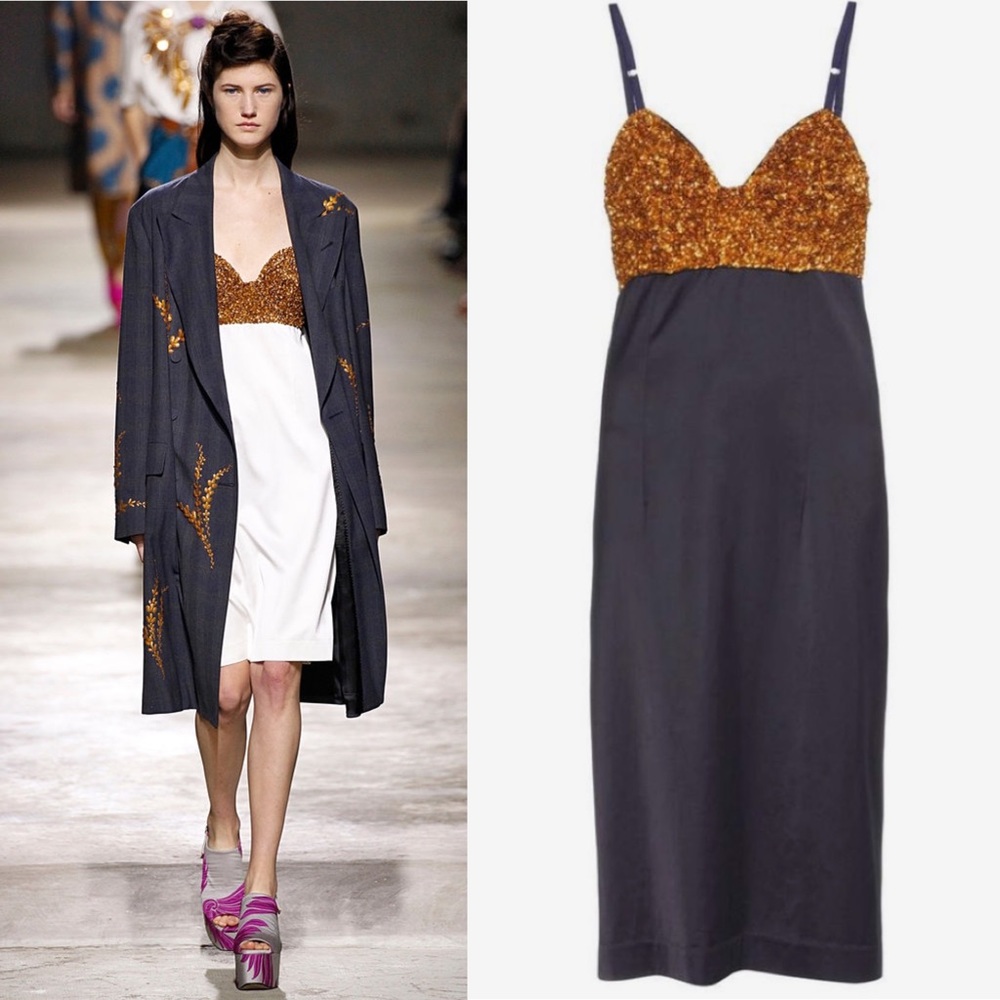 NWT Dries Van Noten SS16 navy sequin cocktail dress (XS/FR 34)